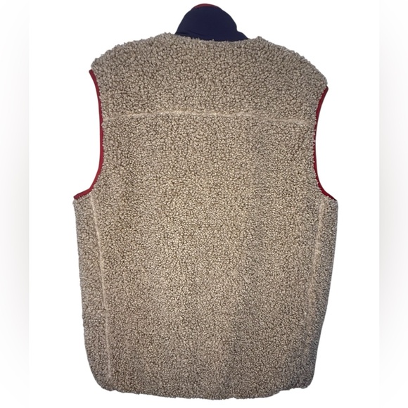 Orvis Men’s Sherpa Woven Contrast Vest Oatmeal Fleece - Large - Picture 2 of 7